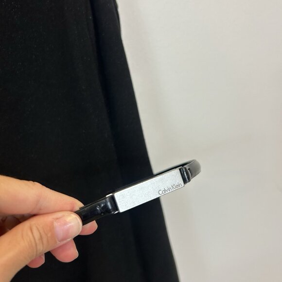 Calvin Klein Size 10 High Neck Modest Black Sheath Dress Belted Sleeveless - Picture 4 of 10